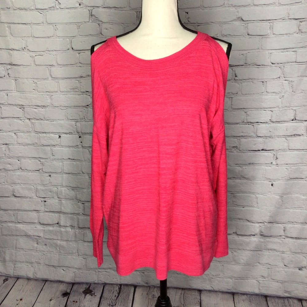 LOFT Pink Cold Shoulder Lightweight Long Sleeve Pullover Sweater Medium
